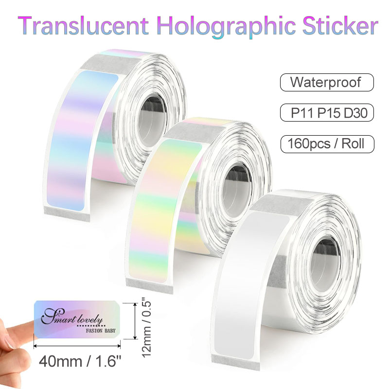 Label Printer Tape - Papel de Etiquetas Térmicas Holográficas Transparentes